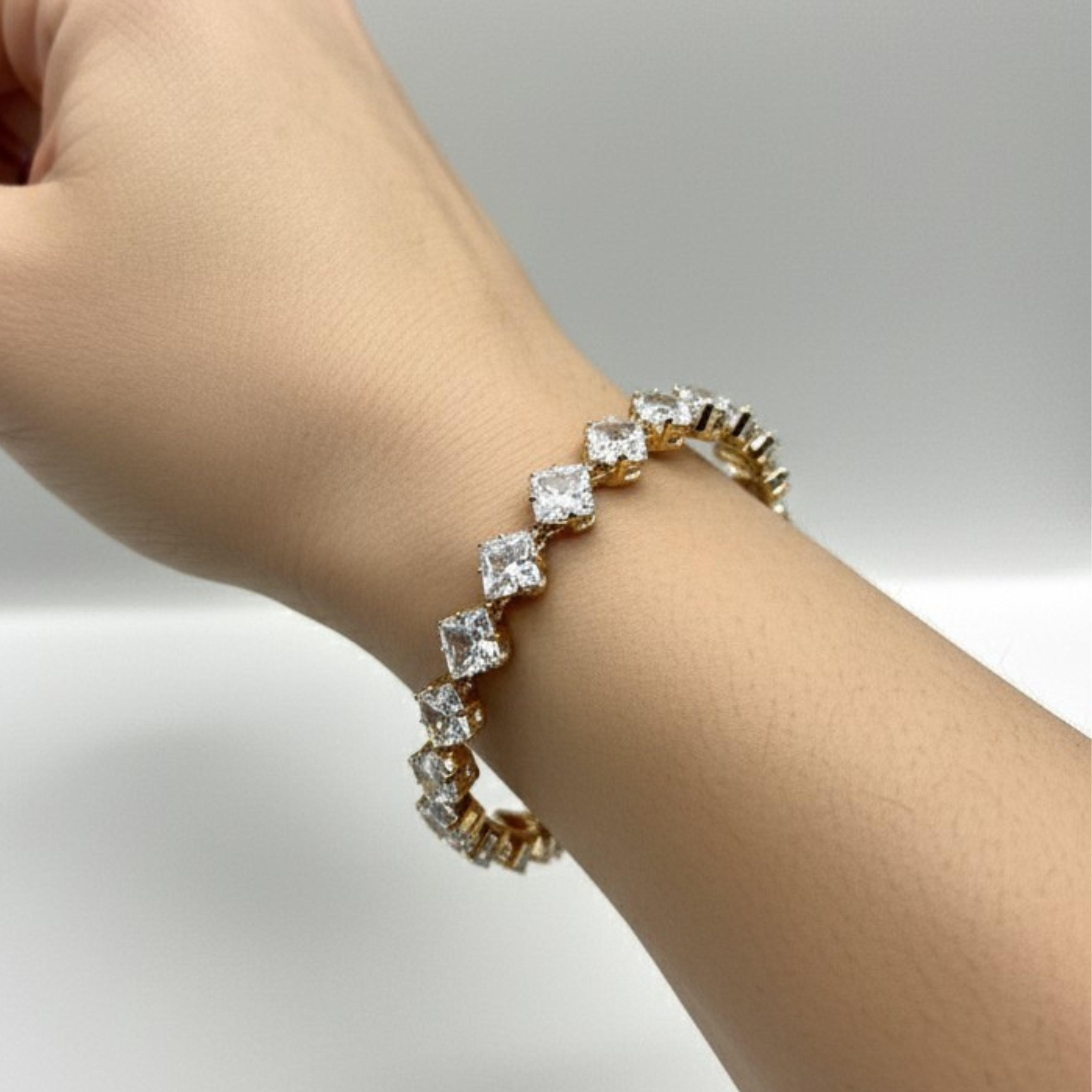 Modern Square Cut Crystal Eternity Bracelet