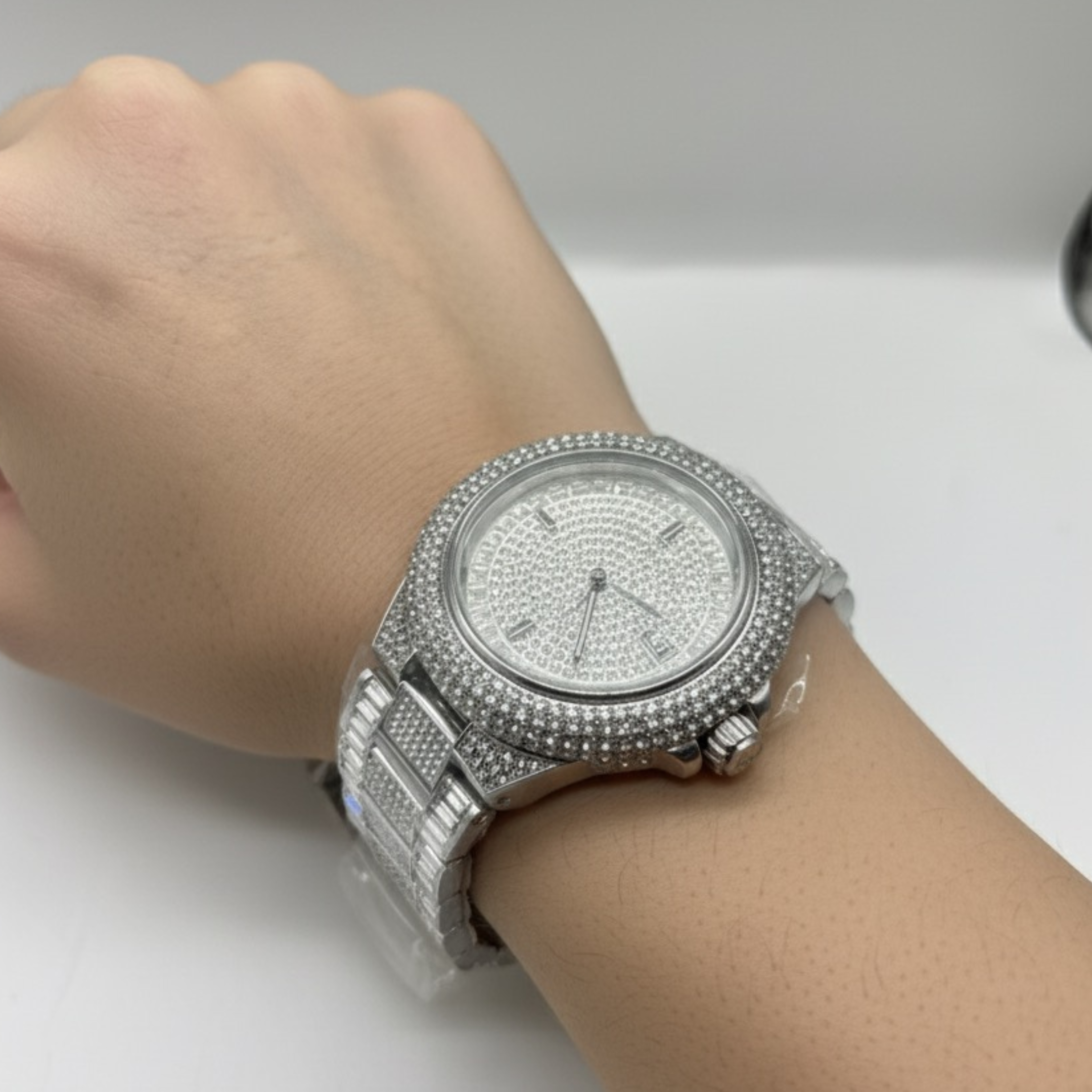Luxury Iced Out Silver Watch