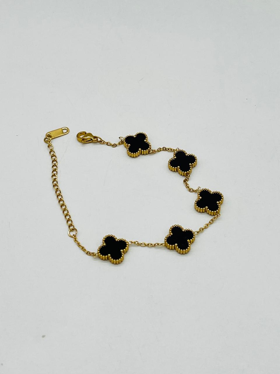 Clover bracelet black&gold